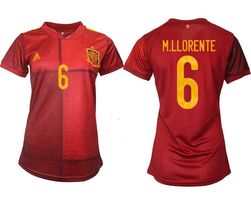 Women 2021-2022 Club Spain home aaa version red #6 Soccer Jerseys